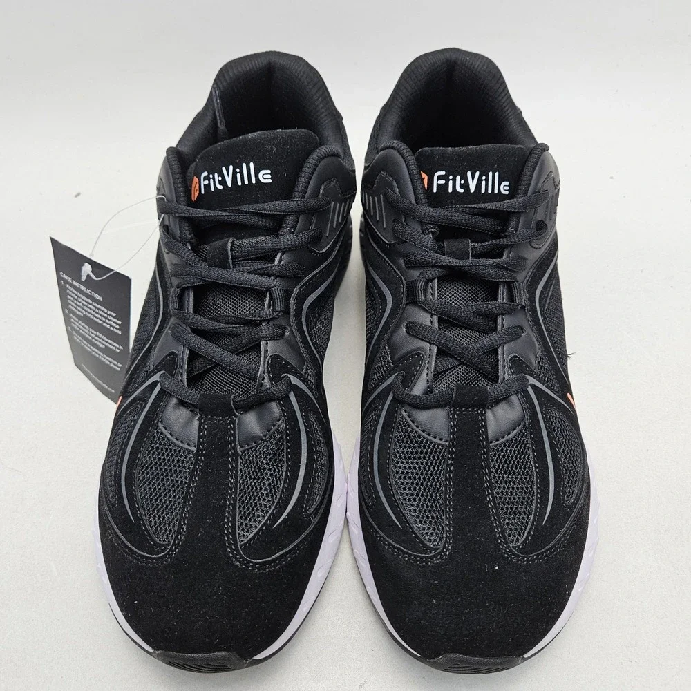 FitVille Rebound Core Mens 11W Black Walking Sneakers TW-RCV120230905M NWT Wide